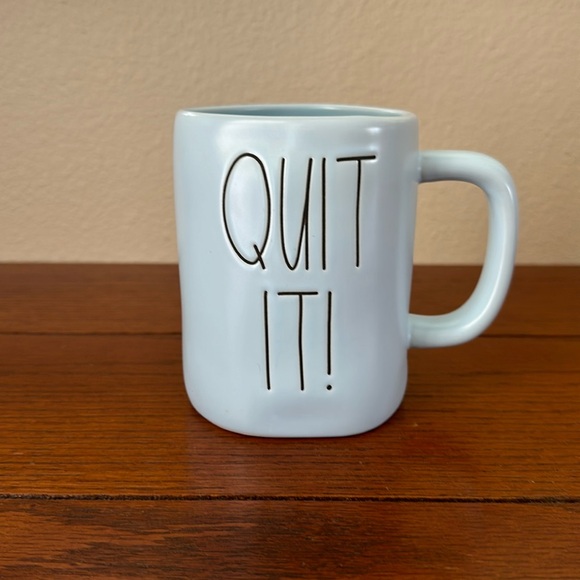 RAE DUNN LIGHT BLUE QUIT IT! MUG NWOT - Picture 1 of 3